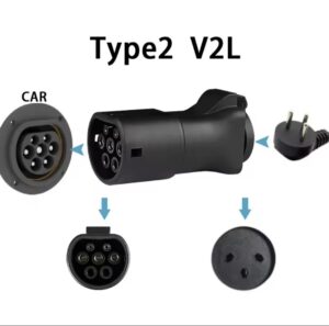 מתאם לשקע חשמל רגיל מרכב חשמלי  UP - TYPE 2 TO L2V